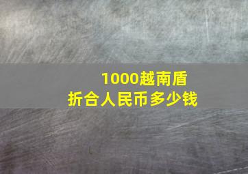 1000越南盾折合人民币多少钱