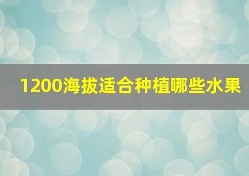 1200海拔适合种植哪些水果