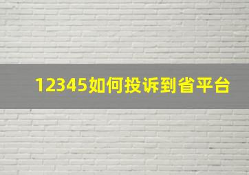 12345如何投诉到省平台