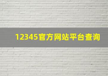 12345官方网站平台查询