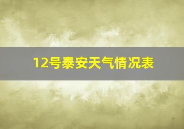 12号泰安天气情况表