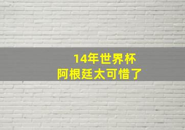 14年世界杯阿根廷太可惜了