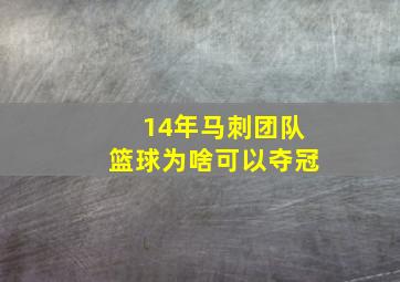 14年马刺团队篮球为啥可以夺冠