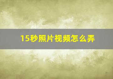 15秒照片视频怎么弄