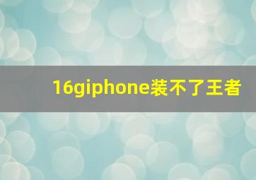 16giphone装不了王者