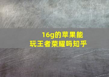 16g的苹果能玩王者荣耀吗知乎