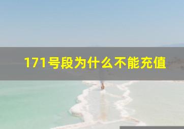 171号段为什么不能充值