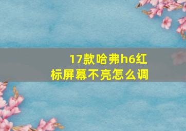 17款哈弗h6红标屏幕不亮怎么调