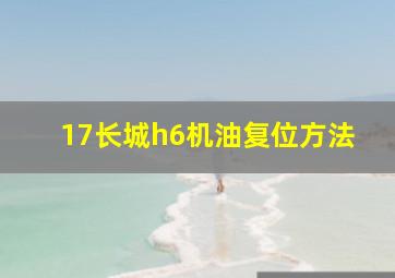 17长城h6机油复位方法