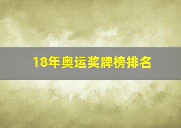 18年奥运奖牌榜排名