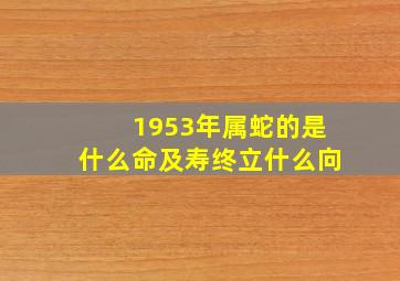 1953年属蛇的是什么命及寿终立什么向