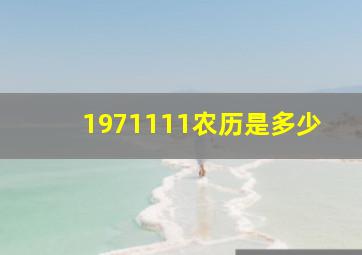 1971111农历是多少