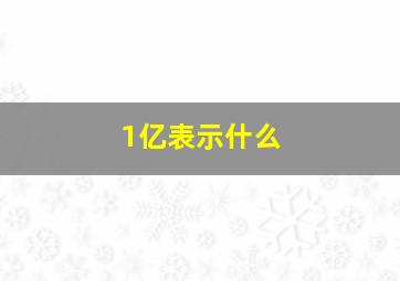 1亿表示什么