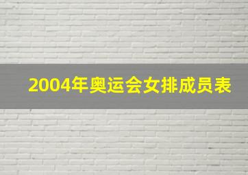 2004年奥运会女排成员表