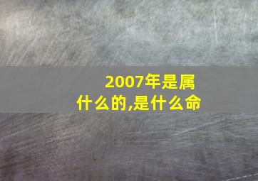 2007年是属什么的,是什么命