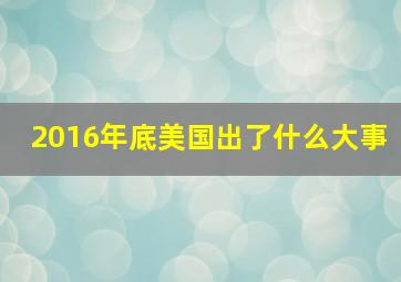 2016年底美国出了什么大事