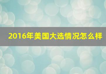 2016年美国大选情况怎么样