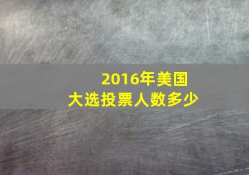 2016年美国大选投票人数多少