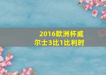 2016欧洲杯威尔士3比1比利时