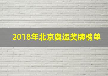 2018年北京奥运奖牌榜单