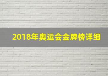 2018年奥运会金牌榜详细