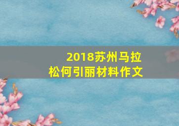 2018苏州马拉松何引丽材料作文