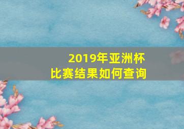 2019年亚洲杯比赛结果如何查询