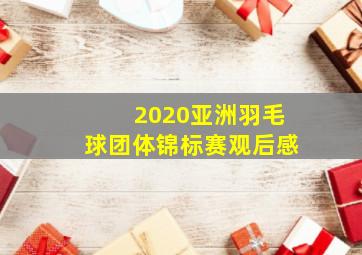 2020亚洲羽毛球团体锦标赛观后感