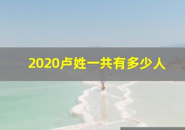 2020卢姓一共有多少人