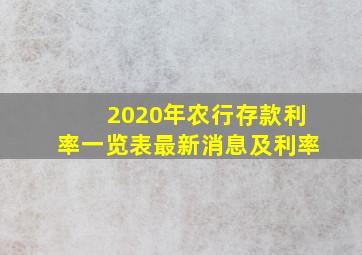 2020年农行存款利率一览表最新消息及利率