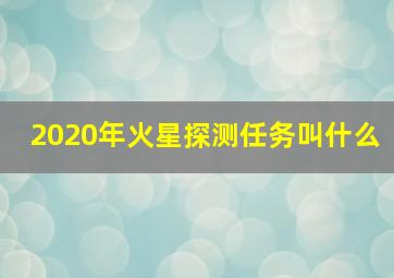 2020年火星探测任务叫什么