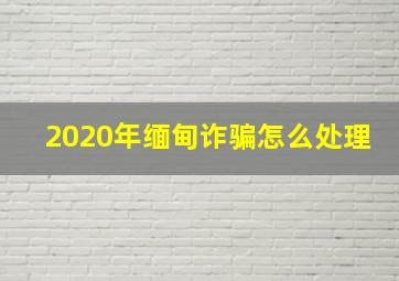 2020年缅甸诈骗怎么处理