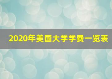 2020年美国大学学费一览表