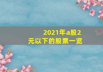 2021年a股2元以下的股票一览