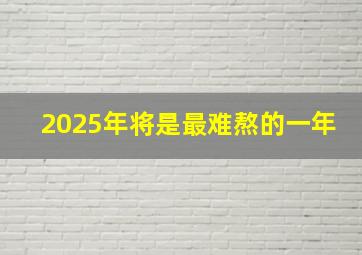 2025年将是最难熬的一年