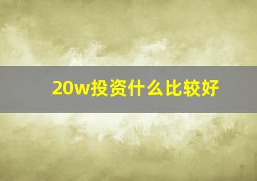 20w投资什么比较好