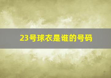 23号球衣是谁的号码