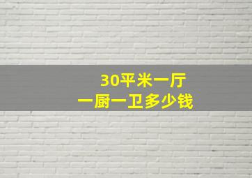 30平米一厅一厨一卫多少钱