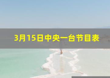 3月15日中央一台节目表