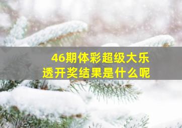 46期体彩超级大乐透开奖结果是什么呢