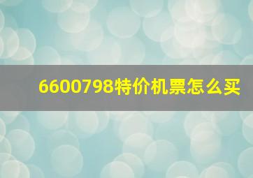 6600798特价机票怎么买