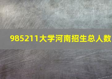 985211大学河南招生总人数