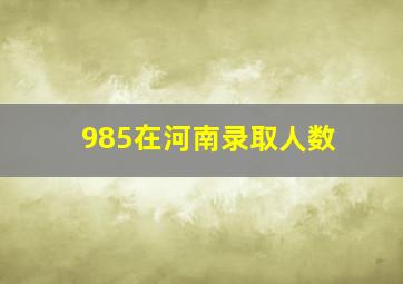 985在河南录取人数