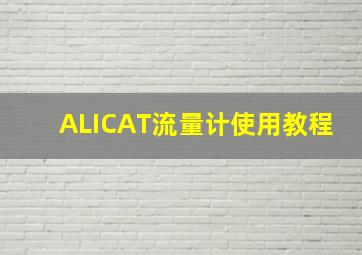 ALICAT流量计使用教程