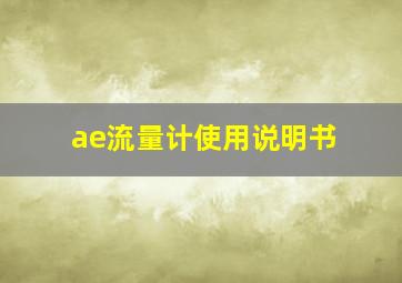 ae流量计使用说明书