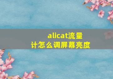 alicat流量计怎么调屏幕亮度