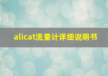 alicat流量计详细说明书