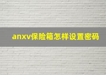 anxv保险箱怎样设置密码