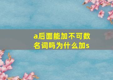 a后面能加不可数名词吗为什么加s