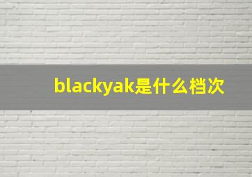 blackyak是什么档次